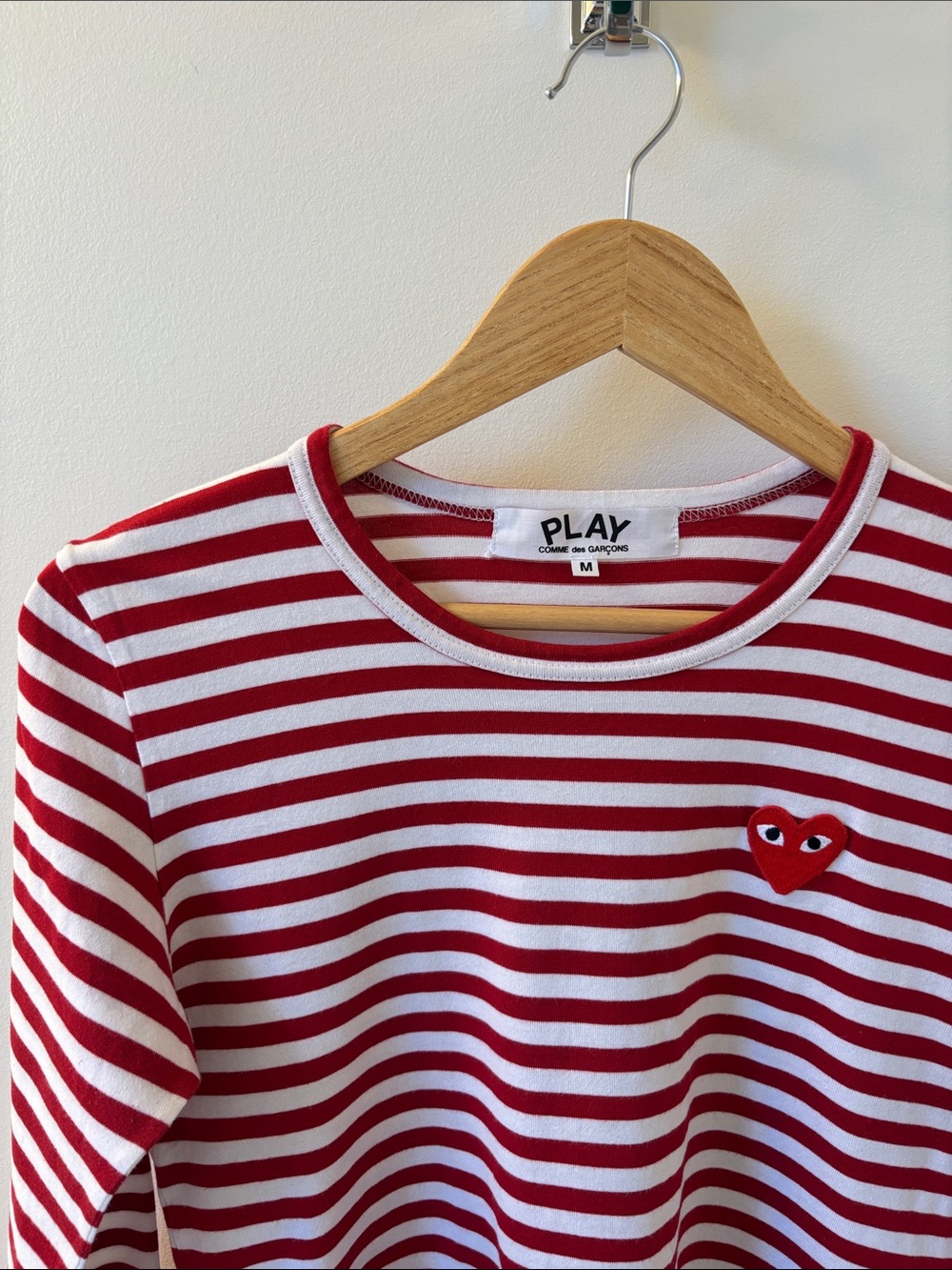 Comme des Garcons PLAY Red & White Striped Long-Sleeve Top, Sz M.
